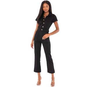 Show Me Your Mumu Women’s (Juniors) XXL Emery Black Denim Utility Crop Jumpsuit